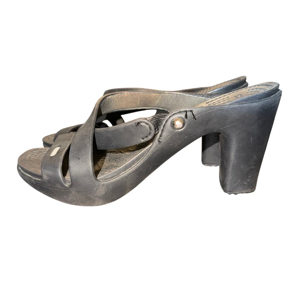 Crocs Cyprus IV Heel Women's Size 9 Black Platform Strappy Sandals Mule Rubber